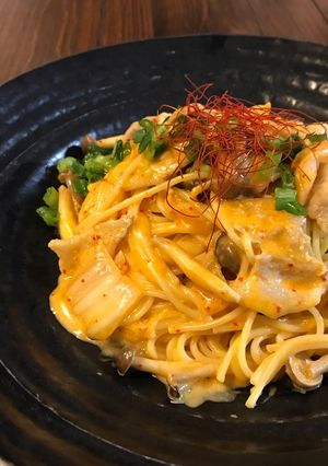 まろや辛♡豚キムチクリームパスタ-レシピのメイン写真