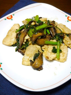 簡単!むね肉と椎茸と小松菜の醤油炒め-レシピのメイン写真