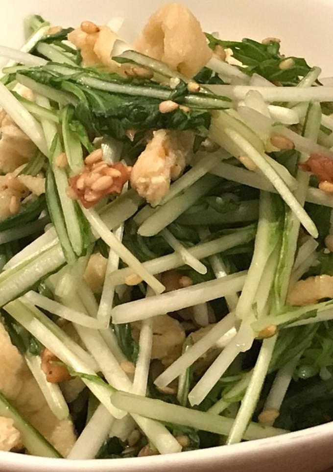 水菜とお揚げの梅干し和え-レシピのメイン写真