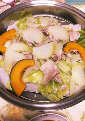 簡単キャベツと豚肉の蒸し物-レシピのメイン写真