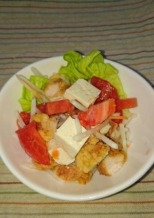 切るだけ！豆腐と野菜の唐揚げサラダ！-レシピのメイン写真