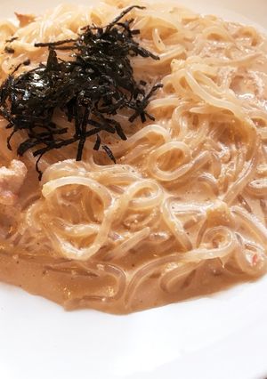 ヘルシー！白滝で明太子豆乳クリームパスタ-レシピのメイン写真