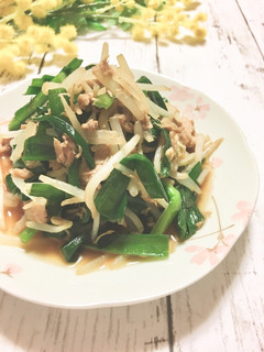 簡単!ニラともやしの肉入りツナ炒め♡-レシピのメイン写真