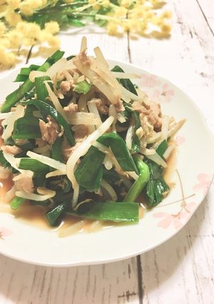簡単！ニラともやしの肉入りツナ炒め♡-レシピのメイン写真