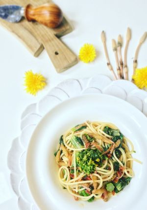 つくしと菜の花の春野菜スパゲッティ♡-レシピのメイン写真