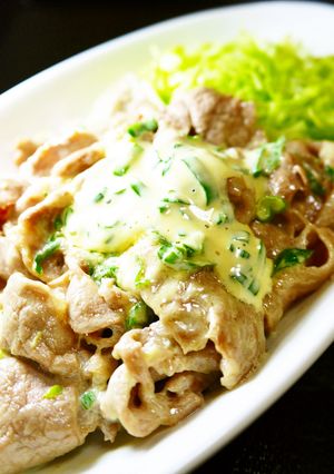 豚ロース薄切り肉の青ねぎわさびマヨ焼き-レシピのメイン写真