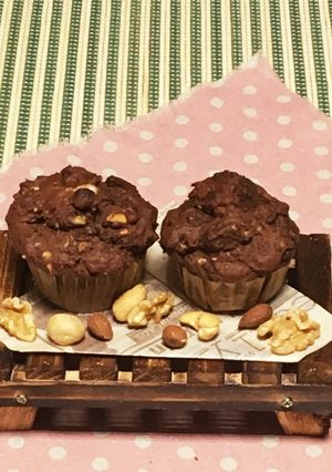 ダブルチョコレートとナッツのマフィン-レシピのメイン写真