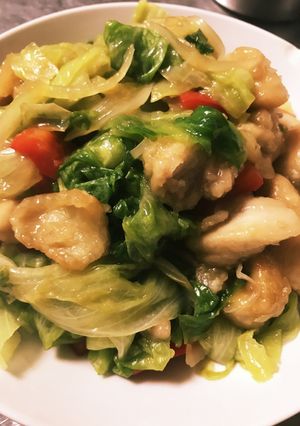 鷄もも肉とレタスの甘辛炒め-レシピのメイン写真