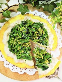 菜の花とツナクリームのオープンオムレツ-レシピのメイン写真