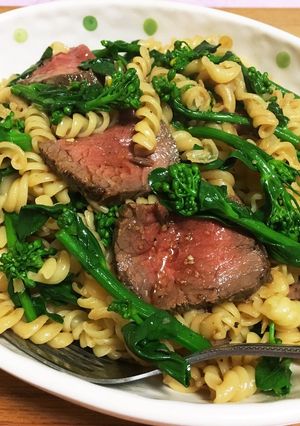菜の花とローストビーフのわさび醤油パスタ-レシピのメイン写真