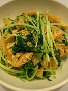 超簡単!麺つゆで水菜と油揚げの炒め煮♡-レシピのメイン写真