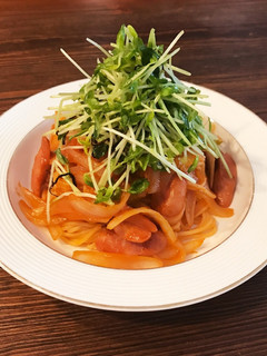 いつものパスタに♡どっさり豆苗のせパスタ-レシピのメイン写真