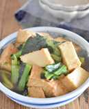 小松菜と厚揚げ豆腐のガーリック煮