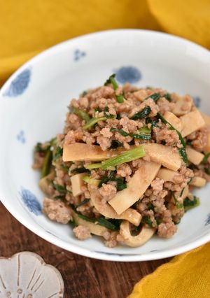 高野豆腐とにらの甘辛そぼろあん【作り置き-レシピのメイン写真