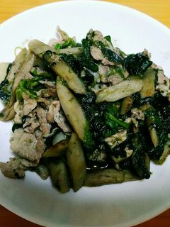 ほうれん草ごぼうと豚肉の焼き肉のタレ炒め-レシピのメイン写真
