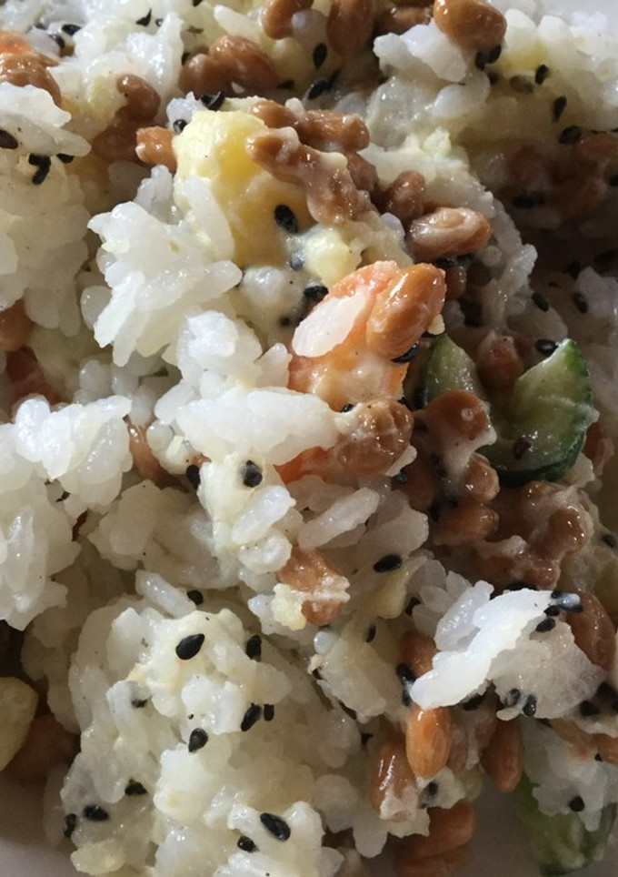 ごま塩で旨い！納豆とポテサラのまぜご飯-レシピのメイン写真