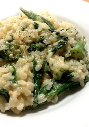 鮭と緑野菜の味噌クリームリゾット-レシピのメイン写真