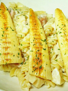焼き筍とベーコンのクリームパスタ-レシピのメイン写真