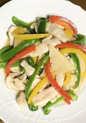 鶏むねとたけのこ、パプリカの酒粕炒め-レシピのメイン写真