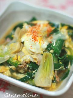葉玉ねぎと豚肉の卵とじ煮-レシピのメイン写真