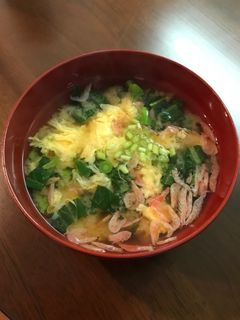 菜の花と小えびのかき玉味噌汁-レシピのメイン写真