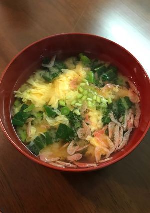 菜の花と小えびのかき玉味噌汁-レシピのメイン写真