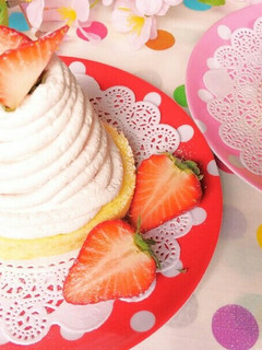 ロールケーキで❤苺のモンブラン-レシピのメイン写真
