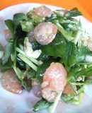芝えびのマヨプラー炒めとそら豆苗のサラダ
