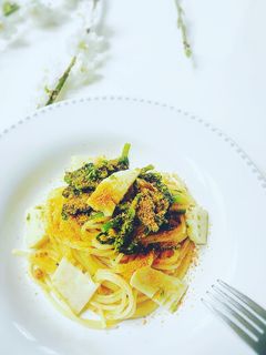 春野菜♫筍と菜の花のからすみスパゲッティ-レシピのメイン写真