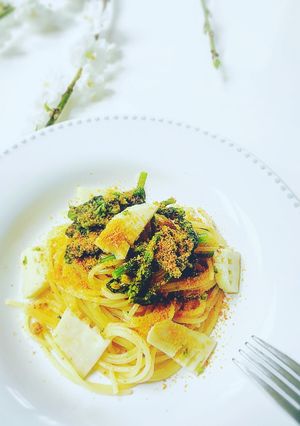 春野菜♫筍と菜の花のからすみスパゲッティ-レシピのメイン写真