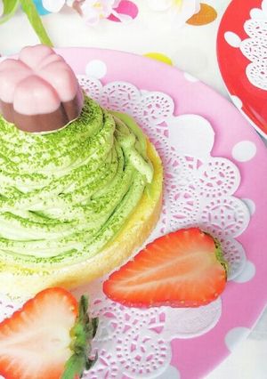 ロールケーキで❤抹茶いちごモンブラン-レシピのメイン写真
