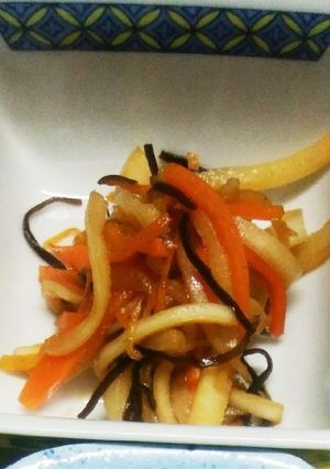 今日の夕飯②大根の皮と塩昆布のきんぴら-レシピのメイン写真