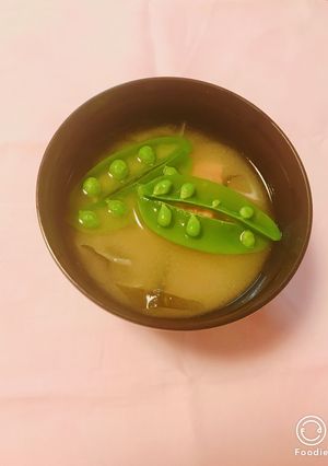 ☆スナップエンドウ☆＋で春のお味噌汁-レシピのメイン写真