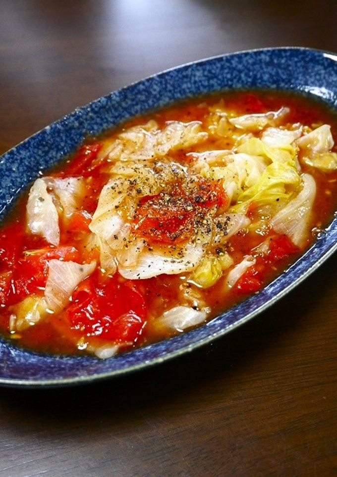 簡単！たっぷりレタスのトマト黒酢煮-レシピのメイン写真