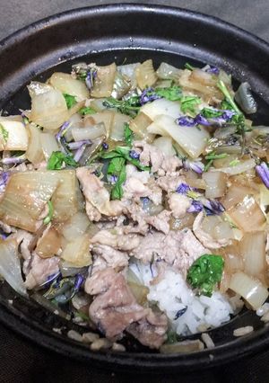 ムラサキハナナの豚肉炒め-レシピのメイン写真