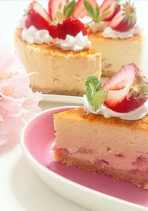 いちごのベイクドチーズケーキ-レシピのメイン写真