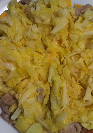 キャベツ卵豚肉のふわふわ焼-レシピのメイン写真