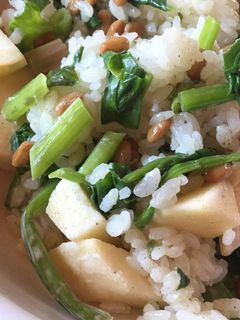 納豆とリンゴのほうれん草ご飯-レシピのメイン写真