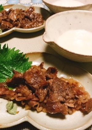 すき焼き肉の山芋とろろ絡め-レシピのメイン写真