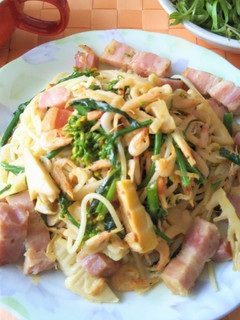 菜の花と筍と桜エビの春の味スパゲッティー-レシピのメイン写真