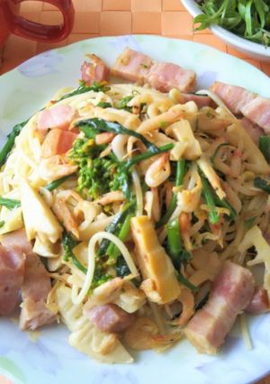 菜の花と筍と桜エビの春の味スパゲッティー-レシピのメイン写真