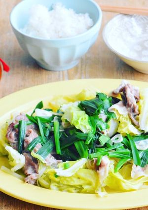 春キャベと豚しゃぶ肉の簡単白だしさっと煮-レシピのメイン写真
