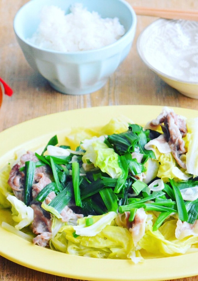 春キャベと豚しゃぶ肉の簡単白だしさっと煮-レシピのメイン写真