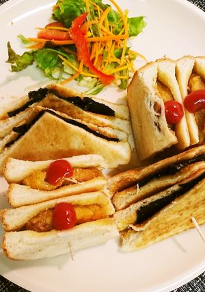 海苔サンド&ハムカツサンド-レシピのメイン写真