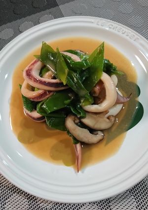 スルメイカとネギたっぷりバター醤油炒め-レシピのメイン写真