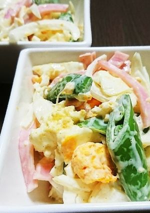 スナップエンドウと新玉ねぎの卵サラダ-レシピのメイン写真