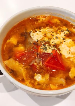 トマトと舞茸のコンソメ卵スープ-レシピのメイン写真