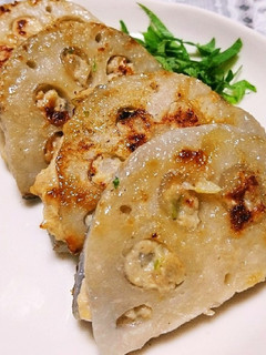 れんこんの鶏つくねサンド焼き☆-レシピのメイン写真