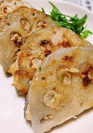 れんこんの鶏つくねサンド焼き☆-レシピのメイン写真