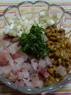 カンパチ、ウド、大葉入り納豆-レシピのメイン写真